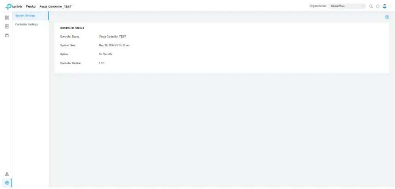 tp-link Festa Festa Controller_TEST System Settings Controller Settings Controller Status Controller Name: Festa Controller_TEST System Time: May 15, 2024 09:25:38 am Updates: 1h 19m 43s Controller Version: 1.3.1