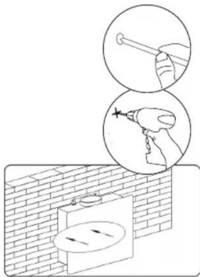 Diagram illustrating brick wall installation with tool application and directional arrows, showing hand positioning and tool path.