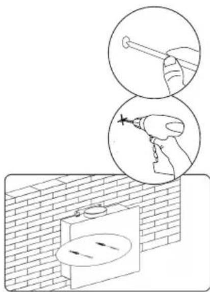 Diagram illustrating brick wall inspection with tool application and directional arrows, showing hand positioning and tool path