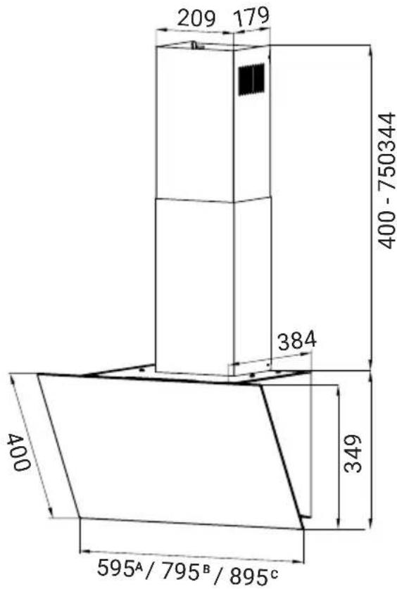 209 179 400 - 750344 384 400 349 595^A / 795^B / 895^C