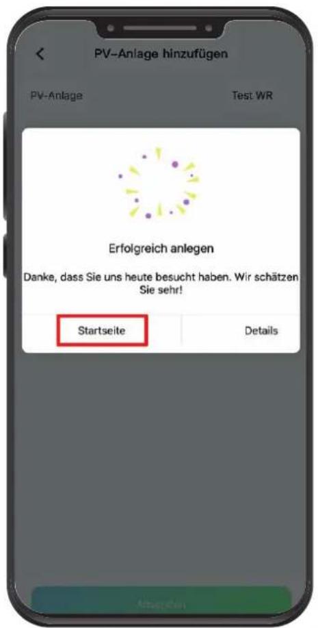 PV-Anlage hinzufügen PV-Anlage Test WR Erfolgreich anlegen Danke, dass Sie uns heute besucht haben. Wir schätzen Sie sehr! Startseite Details