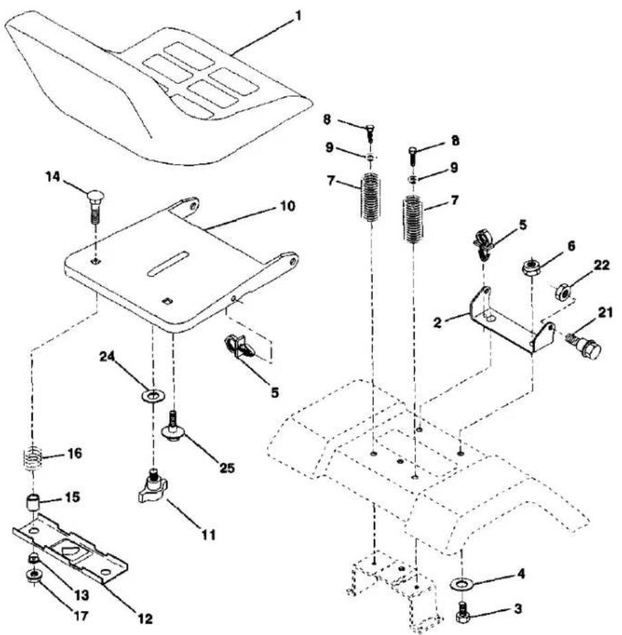 Exploded view diagram of a vehicle's internal components with numbered parts for identification