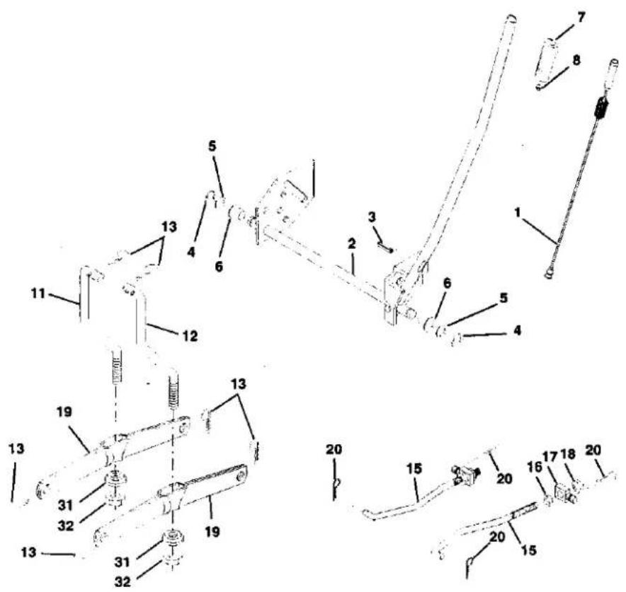Technical diagram of a mechanical assembly with numbered components for identification