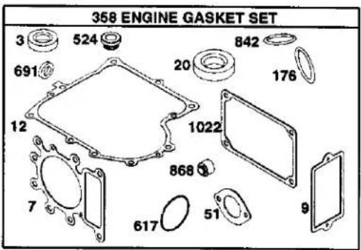 358 ENGINE GASKET SET 3 524 842 691 20 176 12 1022 868 7 617 51 9