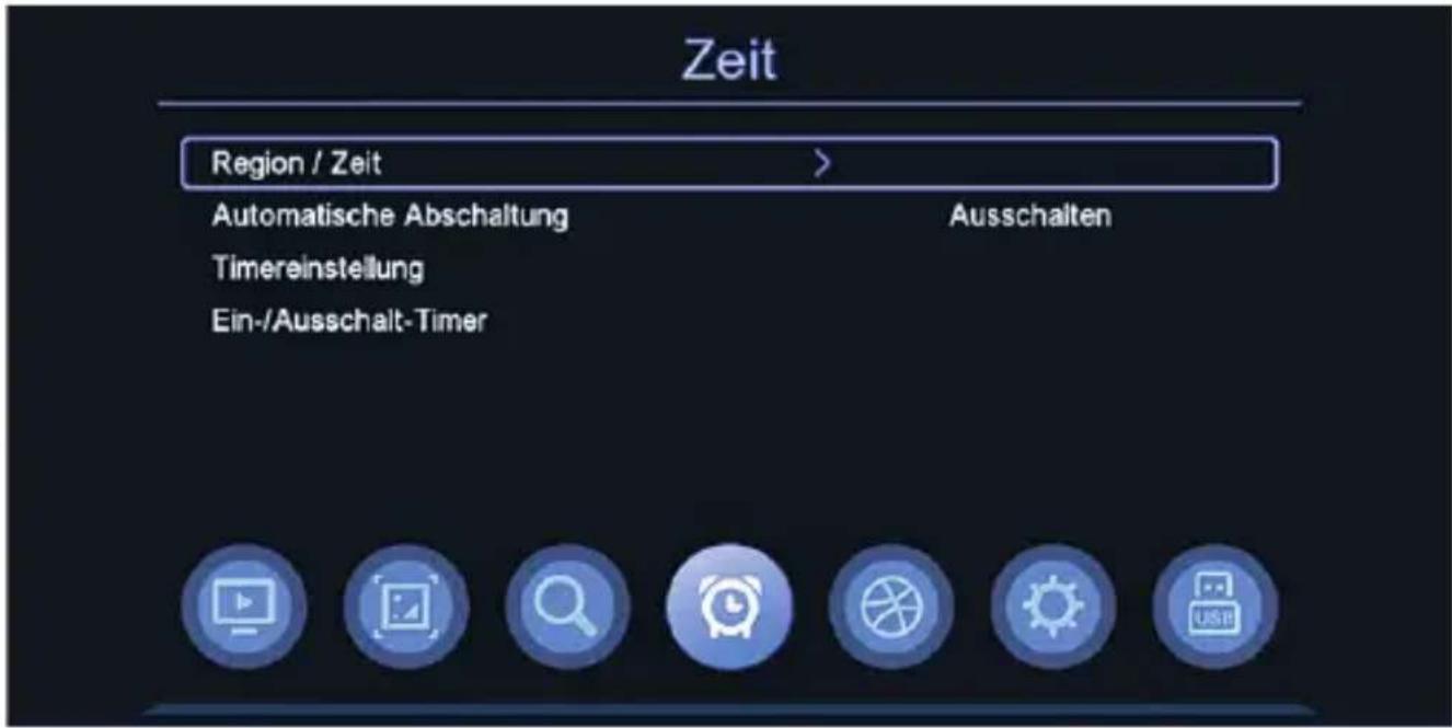Zeit Region / Zeit > Automatische Abschaltung Ausschalten Timereinstellung Ein-/Ausschalt-Timer
