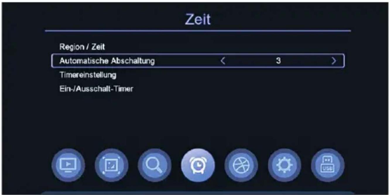 Zeit Region / Zeit Automatische Abschaltung < 3 > Timereinstellung Ein-/Ausschalt-Timer