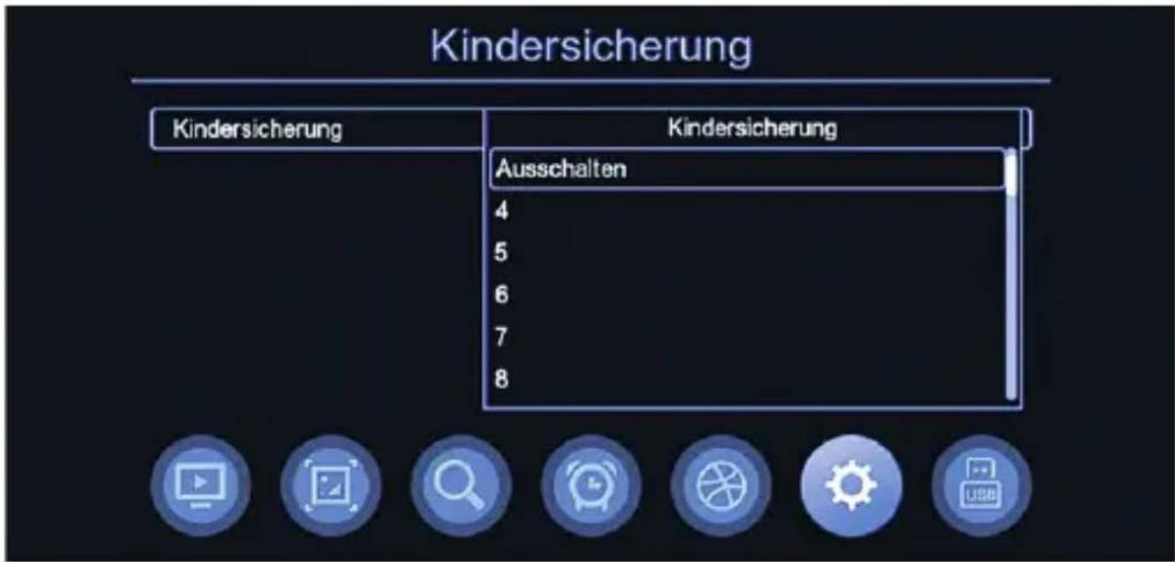Kindersicherung Kindersicherung Ausschalten 4 5 6 7 8