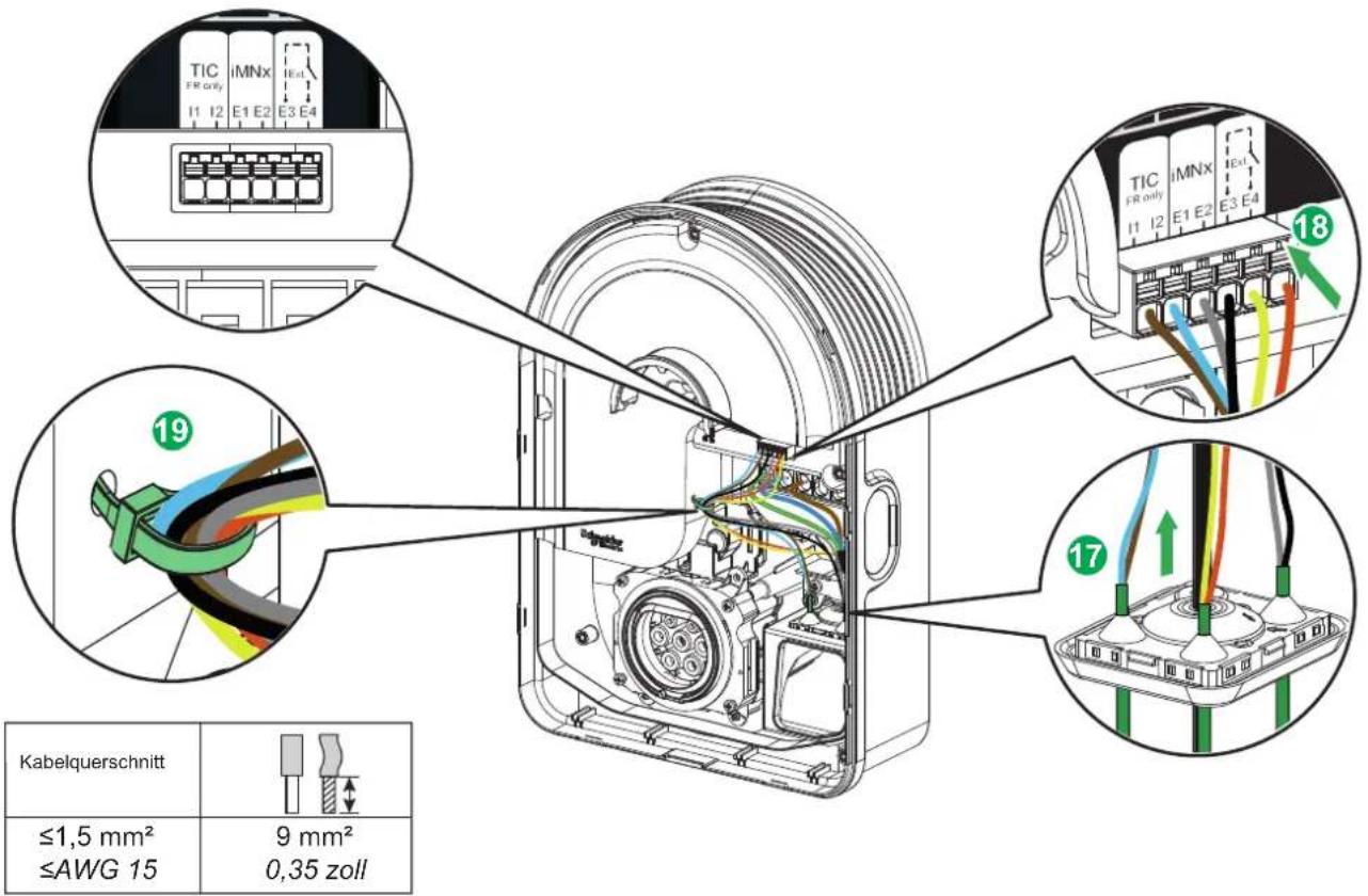 TIC FR only i1 i2 E1 E2 E3 E4 iMNx 18 TIC FR only i1 i2 E1 E2 E3 E4 19 17 Kabelquerschnitt ≤1,5 mm² ≤AWG 15 9 mm² 0,35 zoll