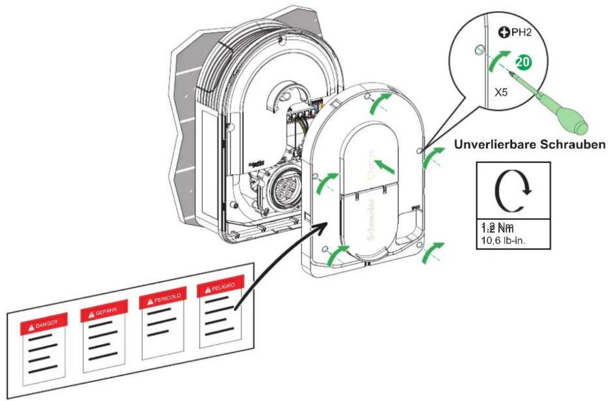 Unverlierbare Schrauben 1,2 Nm 10,6 lb-in. PH2 20 X5 Schneider DANGER GEFAHR PERICOLO PELIGRO