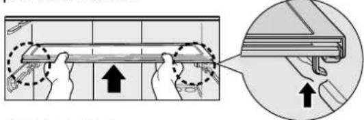 Diagram illustrating a mechanical assembly process with labeled components and directional arrows indicating motion or force.