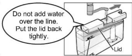 Do not add water over the line. Put the lid back tightly.