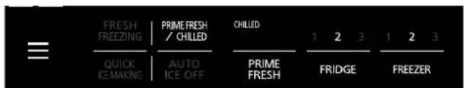 FRESH FREEZING | PRIME FRESH / CHILLED | CHILLED 1 2 3 1 2 3 QUICK ICEMAKING | AUTO ICE OFF | PRIME FRESH FRIDGE FREEZER