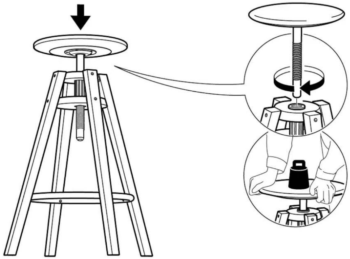 Diagram illustrating a mechanical press operation with labeled components and steps for assembly or maintenance.