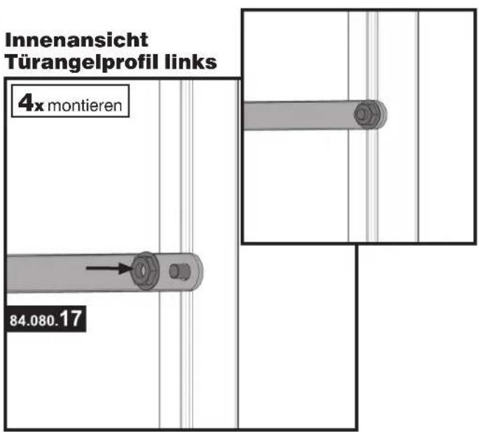 Innenansicht Türangelprofil links 4x montieren 84.080.17