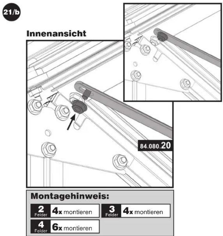 21/b Innenansicht 84.080.20 Montagehinweis: 2 Felder 4x montieren 3 Felder 4x montieren 4 Felder 6x montieren