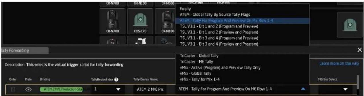 CR-N700 CR-N100 CR-N500 EOS-C70 CR-N100 Empty ATEM - Global Tally By Source Tally Flags ATEM - Tally For Program And Preview On ME Row 1-4 TSL V3.1 - Bit 1 and 2 (Program and Preview) TSL V3.1 - Bit 1 and 2 (Preview and Program) TSL V3.1 - Bit 3 and 4 (Program and Preview) TSL V3.1 - Bit 3 and 4 (Preview and Program) TriCaster - Global Tally TriCaster - ME Tally vMix - Active (Program) and Preview Tally Only vMix - Global Tally vMix - Tally for Mix 1-4 ATEM 2 M/E Production Stub 1 ATEM 2 M/E Prc ATEM - Tally For Program And Preview On ME Row 1-4 Learn more on the wiki ME/Bus Select