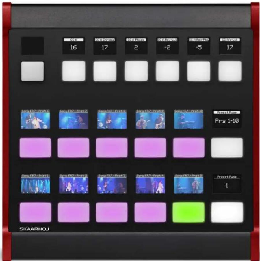 CC 8 16 CC & Chrons 17 CC & Phase 2 CC & Rev-Lut -2 CC & Rev-Pha -5 CC & Y-Lut 17 Sony FR2 - First 6 Sony FR2 - First 7 Sony FR2 - First 8 Sony FR2 - First 9 Sony FR2 - First 10 Preset Page Prs 1-10 Sony FR2 - First 1 Sony FR2 - First 2 Sony FR2 - First 3 Sony FR2 - First 4 Sony FR2 - First 5 Preset Page 1 SKAARHOJ