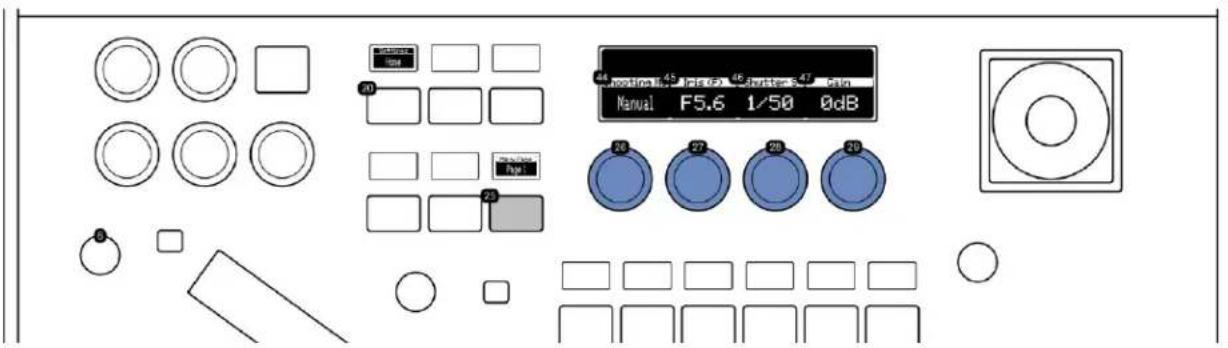 Control panel interface with labeled buttons, display, and numeric keypad for a device operation