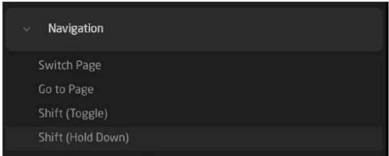 Navigation Switch Page Go to Page Shift (Toggle) Shift (Hold Down)