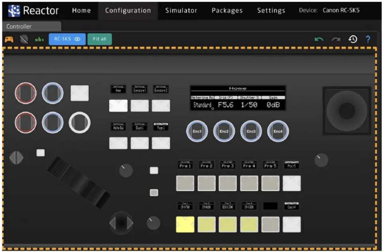 Reactor Home Configuration Simulator Packages Settings Device: Canon RC-SK5 Controller abc RC-SK5 Fit all Home Geltering No Iris (F) Shutter S Gain Standard F5.6 1/50 0dB Enc1 Enc2 Enc3 Enc4 Pre 1 Pre 2 Pre 3 Pre 4 Pre 5 Pre 6 End 1 End 2 End 3 End 4 End 5 End 6 End 7 End 8 End 9 End 10 End 11 End 12 End 13 End 14