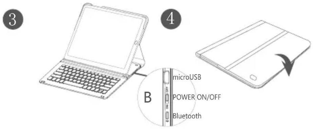 3 4 B microUSB POWER ON/OFF Bluetooth