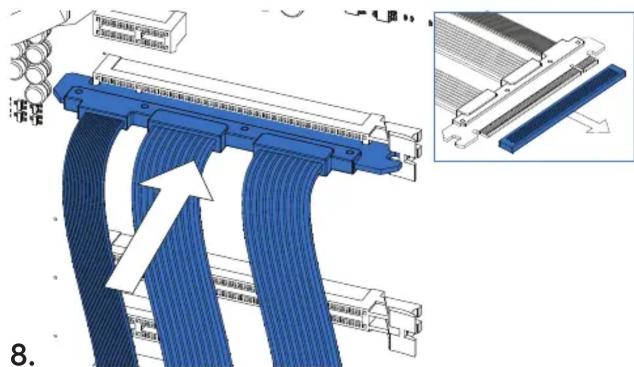Technical diagram showing cable assembly with labeled components and a magnified inset of a mechanical component.