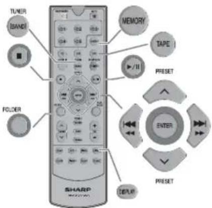 TUNER BANDI FOLDER MEMORY TAPE PRESET ENTER PRESET TIME