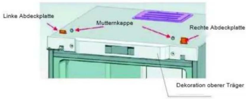 Linke Abdeckplatte Mutternkappe Rechte Abdeckplatte Dekoration oberer Träger