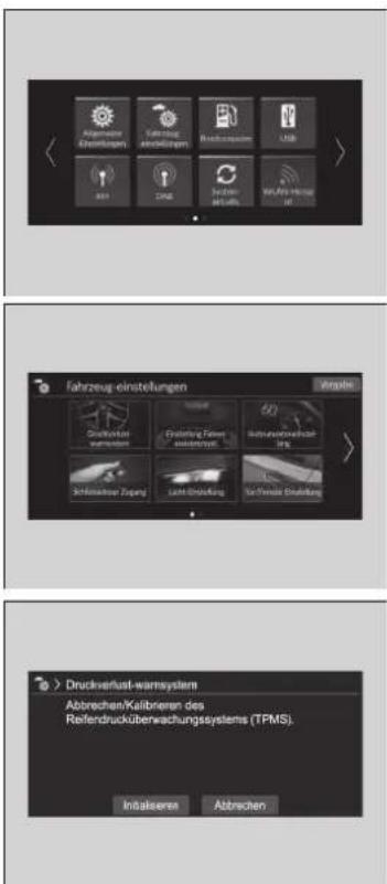 Abrechen/Kalibrieren des Reiterdrucküberwachungssystems (TPMS). Initialseren Abrechen