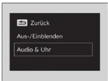 Zurück Aus-/Einblenden Audio & Uhr
