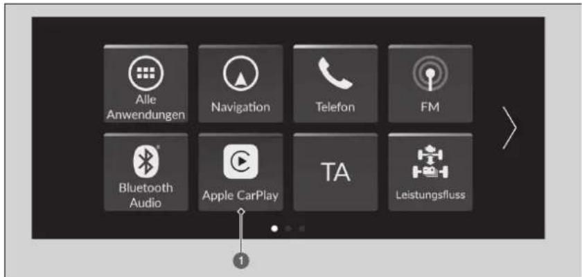 Alle Anwendungen Navigation Telefon FM Bluetooth Audio Apple CarPlay TA Leistungsfluss