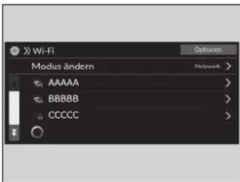 > Wi-Fi Modus ändern AAAAA BBBBB CCCCC Optionen Network >