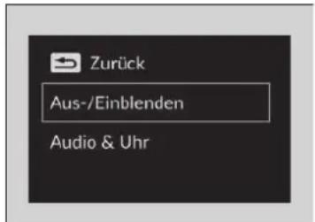 Zurück Aus-/Einblenden Audio & Uhr