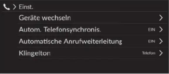 >Einst. Geräte wechseln > Autom. Telefonsynchronis. EIN > Automatische Anrufweiterleitung EIN > Klingelton Telefon >