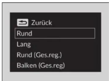 Zurück Rund Lang Rund (Ges.reg.) Balken (Ges.reg)