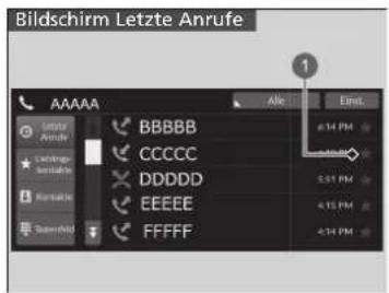 Bildschirm Letzte Anrufe AAAAA Alle Einst. BBBBB CCCCC DDDDD EEEE FFFFF 6:14 PM 5:51 PM 4:13 PM 4:14 PM