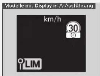 Modelle mit Display in A-Ausführung km/h 30 LIM