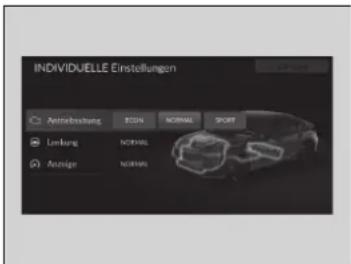 INDIVIDUELLE Einstellungen Antieinbssung STON NORMAL SPORT Lenkung NORMAL Anzige NORMAL