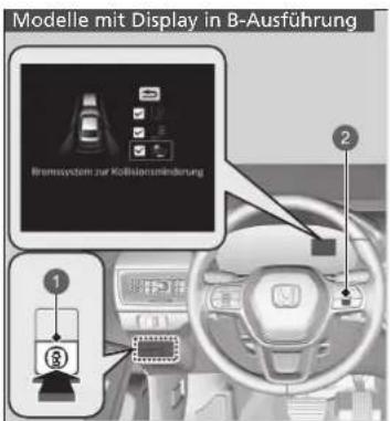 Modelle mit Display in B-Ausführung Bromssystem zur Kollisionsminderung 1 2