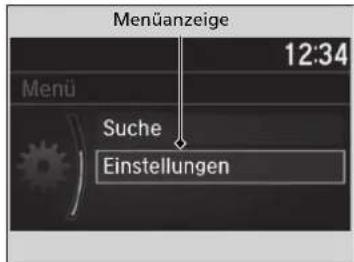 Menüanzeige 12:34 Menu Suche Einstellungen