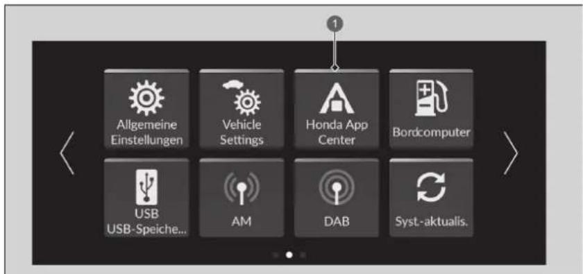 Allgemeine Einstellungen Vehicle Settings Honda App Center Bordcomputer USB USB-Speiche... AM DAB Syst.-aktualis.