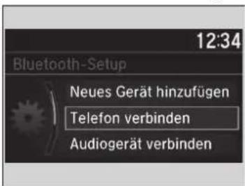 12:34 Bluetooth-Setup Neues Gerät hinzufügen Telefon verbinden Audiogerät verbinden