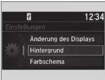 12:34 Einstellungen Änderung des Displays Hintergrund Farbschema