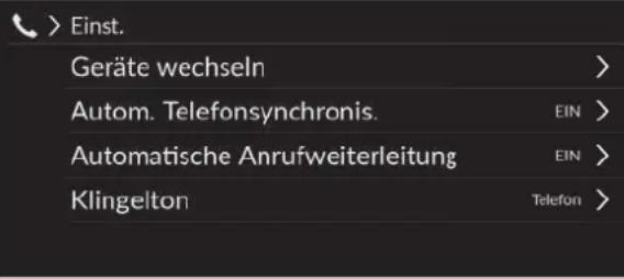 >Einst. Geräte wechseln > Autom. Telefonsynchronis. EIN > Automatische Anrufweiterleitung EIN > Klingelton Telefon >