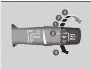 INT OFF PULL AUTO LO HD 3 - ⊙ - OFF - INT - ON + ⊕ 4 2 1 4