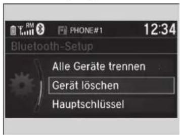 Bluetooth-Setup Alle Geräte trennen Gerät löschen Hauptschlüssel