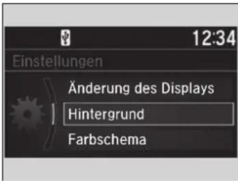 12:34 Einstellungen Änderung des Displays Hintergrund Farbschema