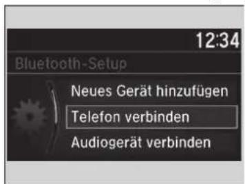 12:34 Bluetooth-Setup Neues Gerät hinzufügen Telefon verbinden Audiogerät verbinden
