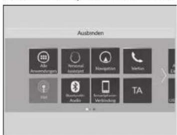 Ausbinden Alle Anwendungen Personal contact Navigation Internet Post Bundsystem Audio Personal contact Verbindung TA