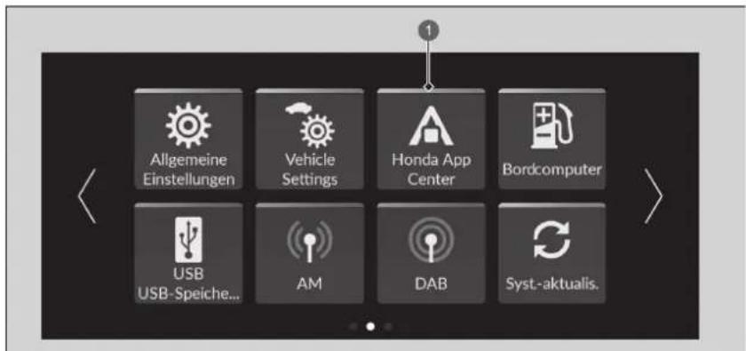 Allgemeine Einstellungen Vehicle Settings Honda App Center Bordcomputer USB USB-Speiche... AM DAB Syst.-aktualis.